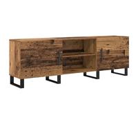 GHVBNMF Meuble TV bas aspect bois vieilli 150 x 30 x 50 cm | Meuble phono élégant pour salon et chambre à coucher avec 2 portes, poignées en acier et compartiments pour appareils