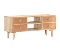 GHVBNMF Meuble TV bas en bois massif de mangue, 110 x 30 x 45 cm | Table hi-fi rustique en bois véritable avec 4 tiroirs pour votre salon, offre beaucoup d'espace et un ordre élégant.