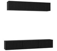 GHVBNMF Meuble TV mural 5 pièces aspect chêne noir | Ensemble de meubles flottants avec portes à charnières et compartiments cubiques pour une chambre ou un salon moderne.