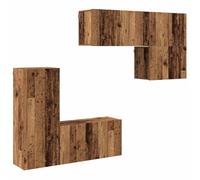 GHVBNMF Meuble TV mural 5 pièces en bois vieilli | Ensemble de meubles muraux peu encombrants avec 9 portes pour votre salon. Rangement flexible en matériau robuste avec un