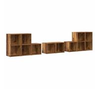 GHVBNMF Meuble TV mural 8 pièces aspect bois vieilli | Système flexible de 8 armoires suspendues pour le salon et le couloir, crée de l'ordre sans sol et une touche moderne.