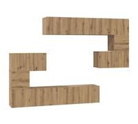 GHVBNMF Meuble TV mural 8 pièces Chêne Artisan | Le système de planches suspendues à 8 pièces crée un espace de rangement au sol dans le salon et la chambre à coucher