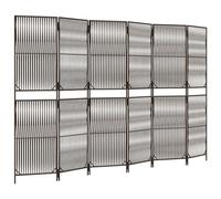 GHVBNMF Paravent 6 pièces marron en polyrotin 294 x 180 cm | Brise-vue élégant au design tissé en ligne pour chambre à coucher, salon et balcon, pliable flexible et facile d'entretien.