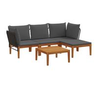 GHVBNMF Salon de jardin 5 pièces en bois massif d'acacia avec coussins | Design modulaire pour une flexibilité sur la terrasse et le balcon, comprend un coussin d'assise confortable et un dossier