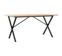 GHVBNMF Table à manger 160 x 80 cm en pin massif avec structure en X en | Table à manger rustique en bois non traité avec structure en métal noir pour salle à manger et cuisine.