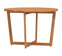 GHVBNMF Table à manger de jardin ronde en bois d'acacia massif Ø 110 x 75 | Table d'extérieur en bois stable avec pied en croix et pieds de nivellement pour terrasse, balcon et véranda. Design élégant