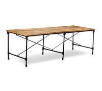 GHVBNMF Table à manger en bois massif de mangue, 240 x 90 cm, industriel | Table de cuisine rustique en bois véritable avec pieds en métal pour salle à manger, réglable de manière flexible grâce aux
