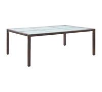 GHVBNMF Table à manger en rotin synthétique marron 200 x 150 x 74 cm | Grande table de terrasse avec plateau élégant en verre dépoli et cadre en acier robuste pour des moments agréables à