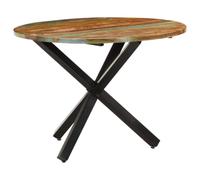 GHVBNMF Table à manger ronde en bois massif vieilli 100 x 75 cm | Table de salle à manger ronde en bois véritable et acier pour cuisine et salle à manger. Pièce unique faite à la main avec