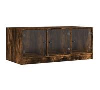 GHVBNMF Table basse avec portes en verre, chêne fumé, 102 x 50 x 42 cm