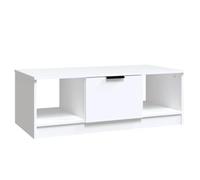 GHVBNMF Table basse blanche 102 x 50 x 36 cm en bois avec 3 compartiments | Table d'appoint élégante avec trois compartiments pour livres, magazines et décoration dans le salon ou la chambre d'amis.
