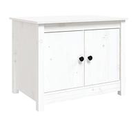 GHVBNMF Table basse blanche 71 x 49 x 55 cm en pin massif | Quatre compartiments ouverts offrent beaucoup d'espace pour les magazines dans le salon. Construction solide en bois de pin