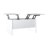 GHVBNMF Table basse blanche brillante - 80 x 50 x 42,5 cm - Réglable en | Plateau de table réglable pour un travail flexible dans le salon, deux compartiments cachés offrent un espace de rangement