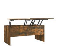 GHVBNMF Table basse en chêne fumé - 102 x 50,5 x 46,5 cm - Hauteur réglable | Le plateau de table réglable en hauteur et les deux compartiments cachés offrent un espace de rangement pratique pour votre