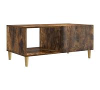 GHVBNMF Table basse en chêne fumé 90 x 50 x 40 cm | Table de salon élégante au design vintage avec 2 compartiments, porte pivotante et plateau de rangement robuste.