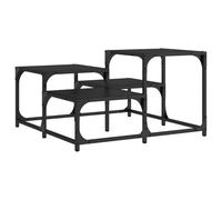 GHVBNMF Table basse noire 68 x 68 x 40 cm en bois | Table d'appoint industrielle avec niveaux décalés pour la décoration du salon, structure en métal solide jusqu'à 100 kg.