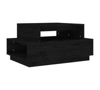 GHVBNMF Table basse noire 80 x 55 x 40,5 cm en pin massif | Table basse élégante pour le salon : avec grain de bois naturel, espace de rangement intégré et construction en bois robuste.