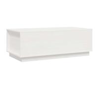 GHVBNMF Table basse réglable en hauteur en pin massif Blanc 100 x 50 cm | Table d'appoint pratique pour le salon avec plateau relevable, deux compartiments cachés et structure robuste.