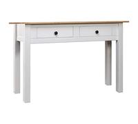 GHVBNMF Table console en pin blanc naturel 110 x 40 x 72 cm | Table d'appoint compacte en bois véritable avec 2 tiroirs pour salon et couloir, idéale pour la décoration et les pots de