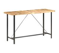 GHVBNMF Table de bar 180 x 70 x 107 cm en bois de manguier brut, design | Le bois de manguier robuste rencontre une structure en fer noir pour la cuisine et la salle à manger. Pièce unique avec grain