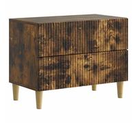 GHVBNMF Table de chevet en chêne fumé 62 x 34,5 x 48 cm avec 2 tiroirs | Table d'appoint élégante pour chambre à coucher avec deux tiroirs aspect bois foncé pour un ordre claire.