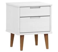 GHVBNMF Table de chevet Molde en pin massif Blanc 40 x 35 x 48 cm | Table d'appoint élégante en bois massif avec 2 tiroirs pour beaucoup d'espace de rangement dans la chambre ou le salon.