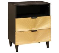 GHVBNMF Table de chevet noir doré 50 x 33 x 62 cm Table d'appoint avec | Meuble d'appoint moderne pour chambre à coucher avec 2 tiroirs, compartiment et élégant contraste de couleur noir et or.
