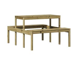GHVBNMF Table de pique-nique avec bancs 110 x 134 x 75 cm en pin imprégné | Salon de jardin rustique en pin massif pour jardin, terrasse, arrière-cour avec design à lattes bien pensées.