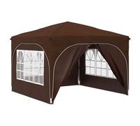 GHVBNMF Tente de fête pop-up 3 x 3 m avec 4 panneaux latéraux Marron | Tente de jardin flexible pour terrasse et cour avec sac de transport et ancrage pour une installation sans effort à