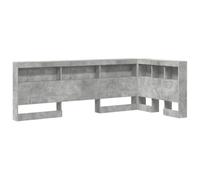 GHVBNMF Tête de rangement avec station de charge 217,5 cm Gris béton | Tête de lit pratique en bois avec prise intégrée et étagères de rangement pour une chambre bien rangée.
