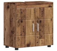 GHVBNMF TULUM Meuble sous lavabo aspect bois vieilli 60 x 34 x 63 cm | Armoire de salle de bain compacte en bois avec surface mate et beaucoup d'espace de rangement pour la salle de bain moderne.