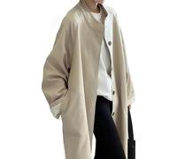 Ghvryque Manteau de fossé de longueur de collier debout de style britannique de femmes mi pour des femmes en automne et hiver, manteau occasionnel boutonné simple-Mickey||l
