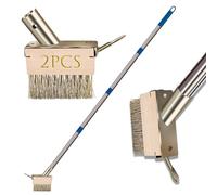 GHWMYD Balai Métallique, Brosse Net Joint avec Manche Amovible (160 cm), Brosse en Métal Rigides pour Enlever Les Mauvaises Herbes, Mousse, Balai à Récurer pour Patio, Terrasse et Jardin