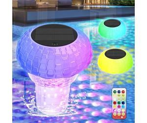 GHWMYD Distributeur de Chlore Flottant avec Lumière Solaire LED, Diffuseur Chlore Piscine avec Contrôle par Bouton Flotteur, Télécommande, Libération Réglable & Ouverture，Flotteur Piscine Chlore