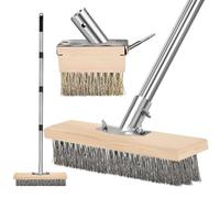 GHWMYD Lot de 2 têtes de brosse en fil métallique avec manche amovible de 165 cm pour terrasses, trottoirs, chemins, suceur plat