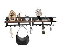 GHWMYD Porte Clef Mural en Bois avec 7 Crochets, Rétro Porte-clés avec Étagère, Multifonction Organisateur de Courrier, pour La Décoration Intérieure Entrée, Salon, Couloir, Bureau, 2 Pièces