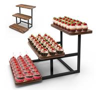 GHWMYD Presentoir a Gateau pour 63 Cupcakes, 3 Etages Présentoir Buffet | Support Gâteau Bois pour Mariage, Anniversaire, Fête d'anniversaire, Aperitif Buffet, Rectangulaire Deco Plateau Gateau