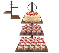 GHWMYD Support Gateau pour 50 Cupcakes, 3 Etages Présentoir Buffet Bois | Presentoir a Gateau Carrée pour Mariage, Anniversaire, Fête d'anniversaire, Aperitif Buffet, Deco Plateau Gateau
