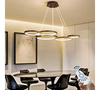 GHY Lampe Suspension LED Moderne Lumières Lustre Anneau Brun Lampe Suspendue Dimmable Avec Télécommande Hauteur Réglable Fer Art Plafonniers Salon Salle Manger Bureau Chambre Plafonnier,5 heads