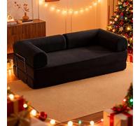 Ghygetrich Canape Compresse, Canape Convertible 3 Places Canape Dangle Convertible Canape Lit 2 Places Canape Lit avec Matelas Black 200x100x70cm