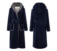 GHYUB Chaud Et Epais Peignoir,Robe De Chambre en Polaire Douce pour Homme, Peignoirs d'hiver Luxueux en Polaire en Peluche (Color : Blue, Size : 3XL)