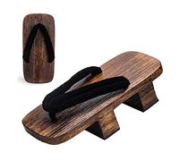 GHYUB Hommes Maison Bout Ouvert Pantoufles D'intérieur, Tongs Sandales, Tongs De Plage Hommes, Mode Classique Hommes Cosplay Geta Sabots Pantoufles (Color : Black, Size : 44/46 EU)