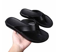 GHYUB Pantoufles À Bout Ouvert en Cuir Véritable pour Hommes Et Femmes, Chaussures De Plage en Plein Air Respirantes Et Antidérapantes, Sandales À Tongs pour Chaussures À Plate-Forme D'intérieur