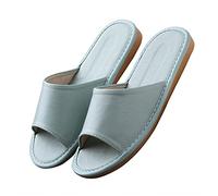 GHYUB Pantoufles d'été en cuir véritable à bout ouvert pour homme et femme, utilisation en intérieur et en extérieur, parfaites pour la maison, le bureau ou comme cadeau