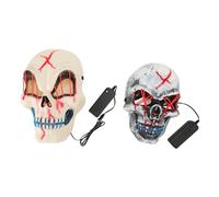 Ghzste 2pcs Halloween LED Light Up Mask, Scary Skull Masks, Masquerade Cosplay Costume Latex Decor for Men Women, 3 Modes Clignotants