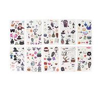 Ghzste Autocollants Lumineux D'Halloween pour les Enfants, Mignon Dessin animé de Maquillage D'imitation Temporaire, Halloween Tatouage Lumineux avec Couleur Vive, Grande Décoration sur (B paquet)