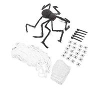 Ghzste Décoration Terroriste D'Araignée et D'Araignée, Web Géant Blanc, Araignée Noire Réaliste, Matériau de Coton Premium avec Coton 40 G, pour Halloween