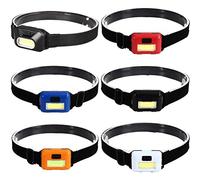Ghzste Lot de 6 lampes frontales à DEL - Lampes frontales d'extérieur avec bandeau réglable - Lampe torche COB super lumineuse à DEL ultra légère pour coureurs, camping, randonnée, travail (6 couleurs