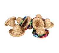 Ghzste Lot de 9 mini chapeaux mexicains, 3 types différents, mini chapeau de fête mexicain, petit chapeau de couverture de bouteille de vin en paille pour fête d'anniversaire et fête de fête