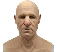 Ghzste Masque de Vieil Homme en Silicone, Masque de Vieil Homme Chauve Réaliste, Masque D'horreur, Masque Facial Effrayant en Silicone, Masques de Cosplay D'Halloween, Accessoires de